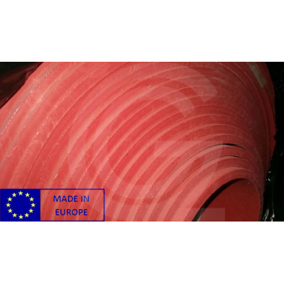 LinaSuper para (NR) plaatrubber | rood | 4 mm | 1 zijde doekafdruk | 1.40 breed | per meter